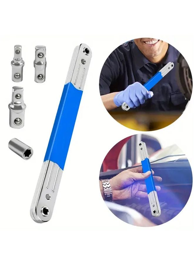 Silvery Heavy Duty Ratchet Spanner Wrench With 1 2 1 4 3 8 Adapters For Automotive Mechanical Industrial Use - Image 2