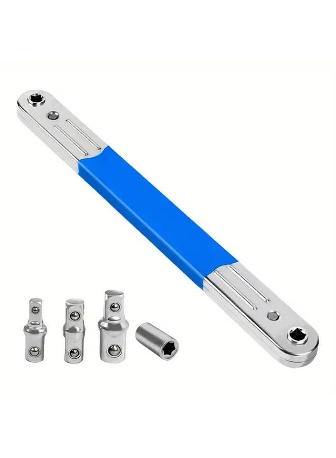 Silvery Heavy Duty Ratchet Spanner Wrench With 1 2 1 4 3 8 Adapters For Automotive Mechanical Industrial Use - Image 5