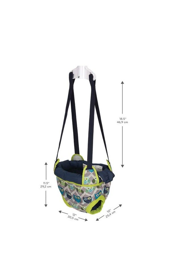 evenflo - Evenflo Exersaucer Johnny Jumper Featuring Easy-to-Use Clamp Attachment for Quick and Tool-Free Set Up and Adjustable Straps to Customize the Height for Your Child, Owl - Image 1