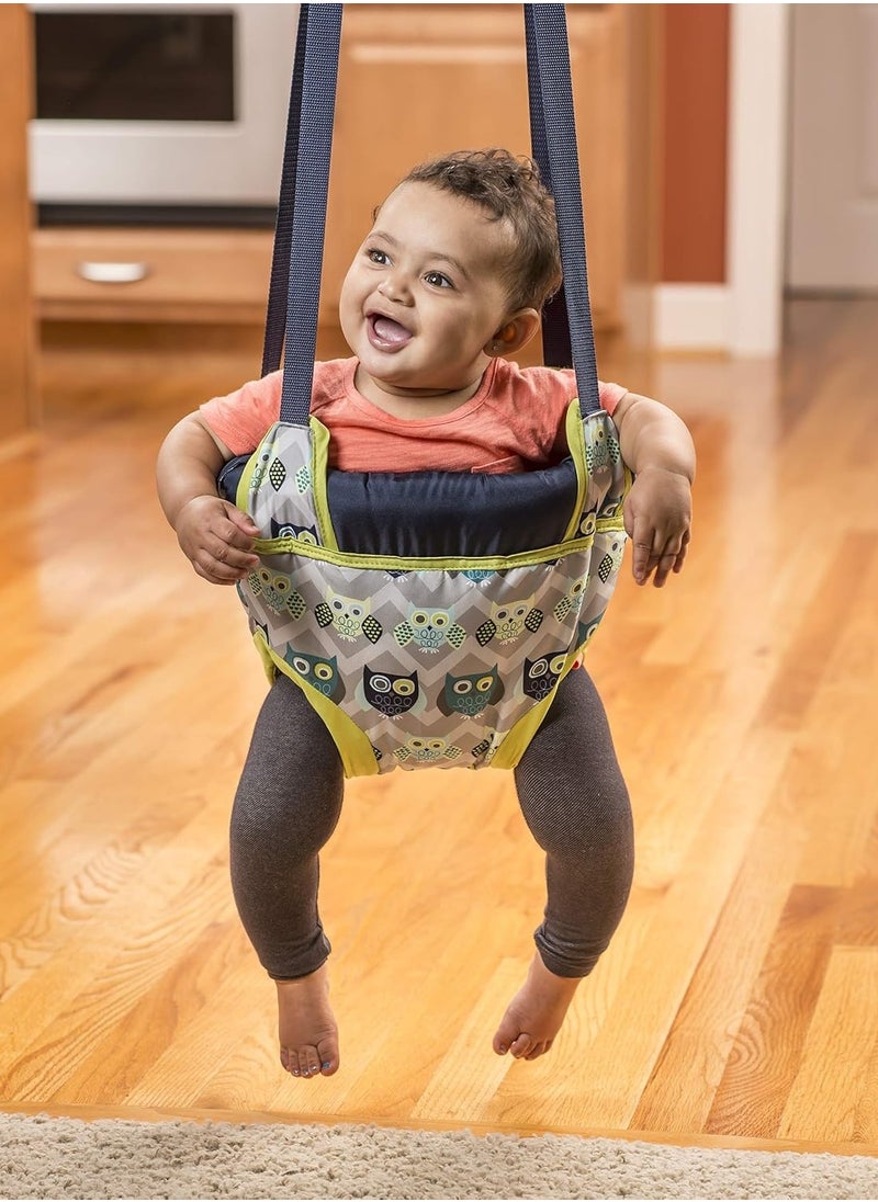 evenflo - Evenflo Exersaucer Johnny Jumper Featuring Easy-to-Use Clamp Attachment for Quick and Tool-Free Set Up and Adjustable Straps to Customize the Height for Your Child, Owl - Image 1