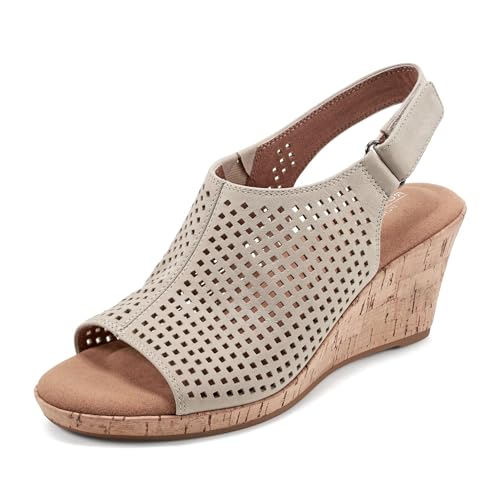 Rockport Women's BRIAH PERF SLING Sandal, Taupe Leather, 8 M US - Image 5