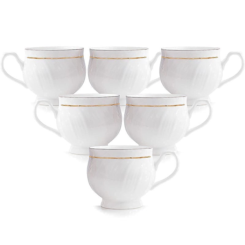 RAINCART Bone China White Color Tea Cup Set of 6 Pieces Kareena Cup 150 ml - Image 2