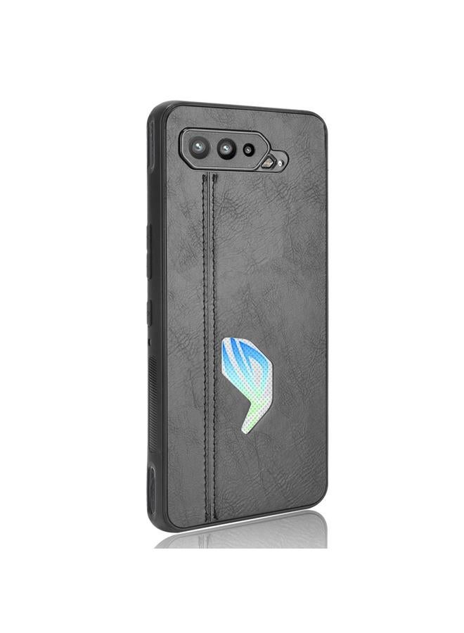 اس-توب جراب لهاتف Asus ROG Phone 5 مقاوم للصدمات بنمط جلد البقر المخيط، مصنوع من مادة PC + PU + TPU - Image 3