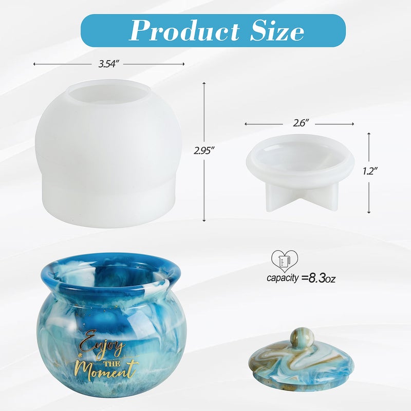 ISSEVE Silicone Jars Molds with Lids for Epoxy Resin Casting, Candy Jewelry Storage Boxes, Home Decoration, DIY Crafts - Image 2