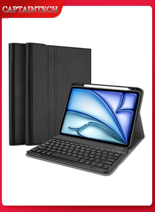 Captaintech iPad Pro 11 M4 Keyboard Case (2024) – Tri-Fold Stand with Pencil Holder u0026 Wireless Charging - Image 1