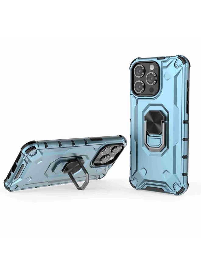 Generic Case Cover For iPhone 13 Pro Ice Armor Series Ring Holder Phone Case Blue 
