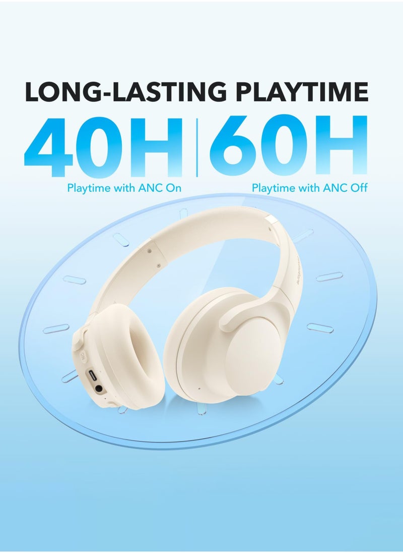 Jourvent Wireless Bluetooth 5.4 Headphones,Hybrid Active Noise Cancelling Headphones, Wireless Over-Ear Bluetooth, 40H Long ANC Playtime, Hi-Res Audio, Big Bass, Customize via an App, Transparency Mode  - Image 4