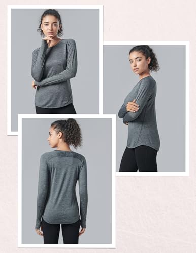 Liberty Pro 4-Pack: Womens Long Sleeve Athletic Tops with Thumb Holes – Dry Fit Active Crewneck Workout Tees (Set 9, X-Small) - Image 2