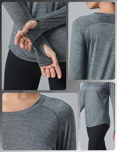 Liberty Pro 4-Pack: Womens Long Sleeve Athletic Tops with Thumb Holes – Dry Fit Active Crewneck Workout Tees (Set 9, X-Small) - Image 5