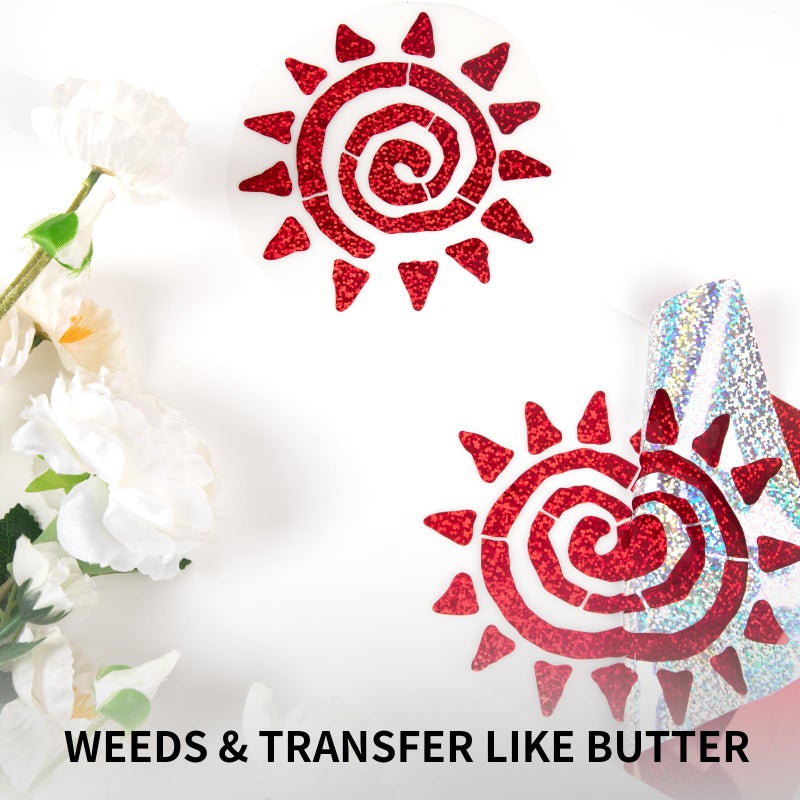 HTVRONT فيلم لامع هولوجرافي دائم من HTVRONT لقاطع Cricut، 12" × 10 قدم، لامع فضي، فيلم لاصق دائم، سهل القطع والنقل، فيلم لامع لعيد الميلاد لقاطع Cricut، الحرف اليدوية، سيلويت، ملصق - Image 3