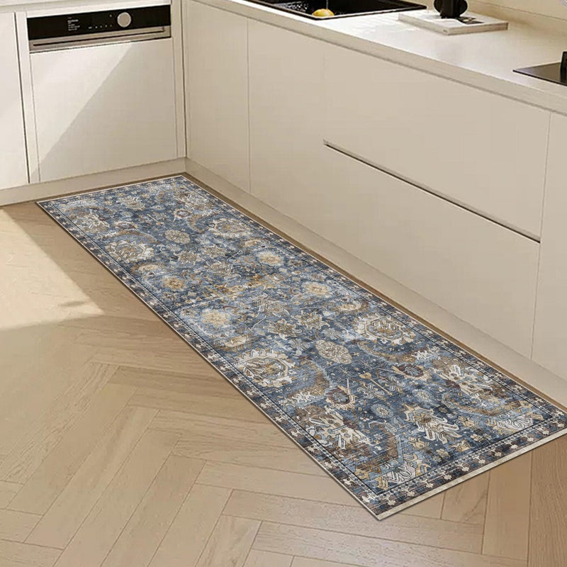 RUGSURE Washable Area Rugs - Perfect for Living Room, Bedroom, Kids Room, Nursery - Stain & Water Resistant Non-Slip, Pet & Child Friendly, Vintage Tribal Area Rugs (Navy, 2'6'' x 8') - Image 3