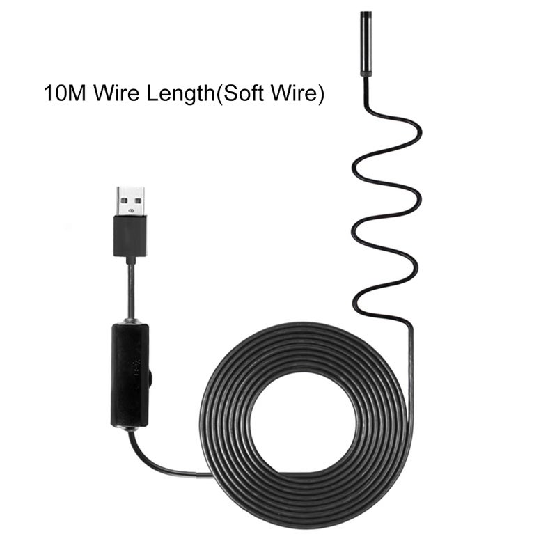 Industrial Endoscope Borescope Inspection Camera Built-in 8pcs LEDs 8mm Lens IP67 Waterproof USB Endoscope(10m Soft Wire) - Image 1