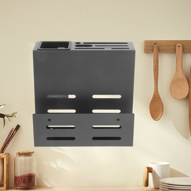 Wall Cutting Board Holder Wall Mounted Fork Spoon Draining Rack Pan Covering Rack - Image 5