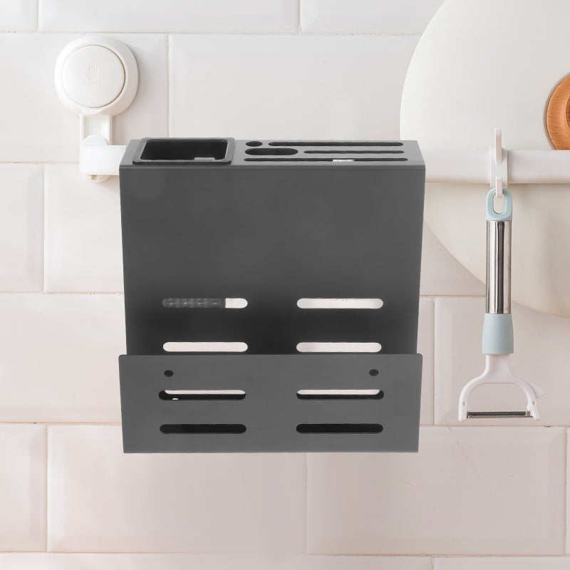 Wall Cutting Board Holder Wall Mounted Fork Spoon Draining Rack Pan Covering Rack - Image 3