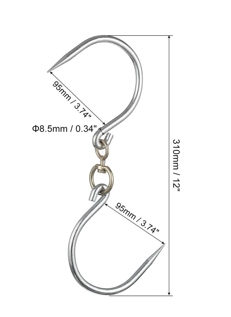 SYOSI - Swivel Meat Hooks, 0.34'' Thickness Galvanized Processing Butcher Hooks for Hanging Drying Smoking Meat Products, 4 Pack(12 Inch) - Image 1