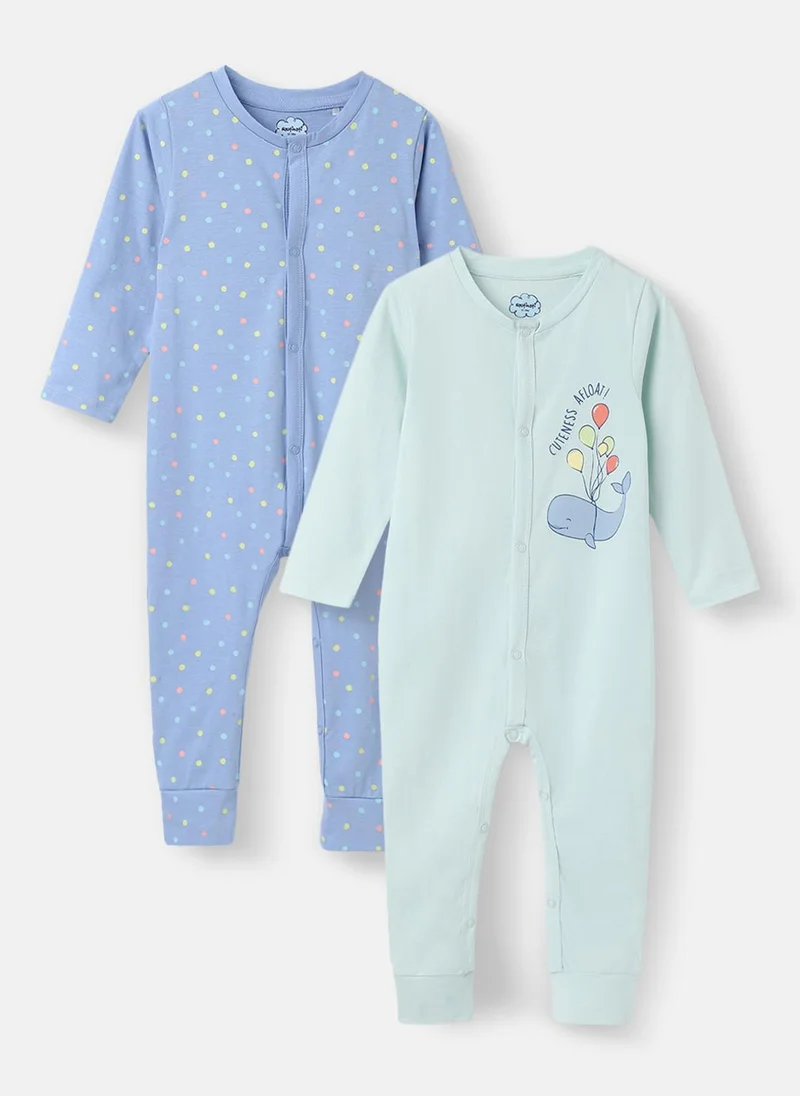 Nautinati Nautinati Infants' Cotton Pack of 2 Ocean Print Sleepsuit