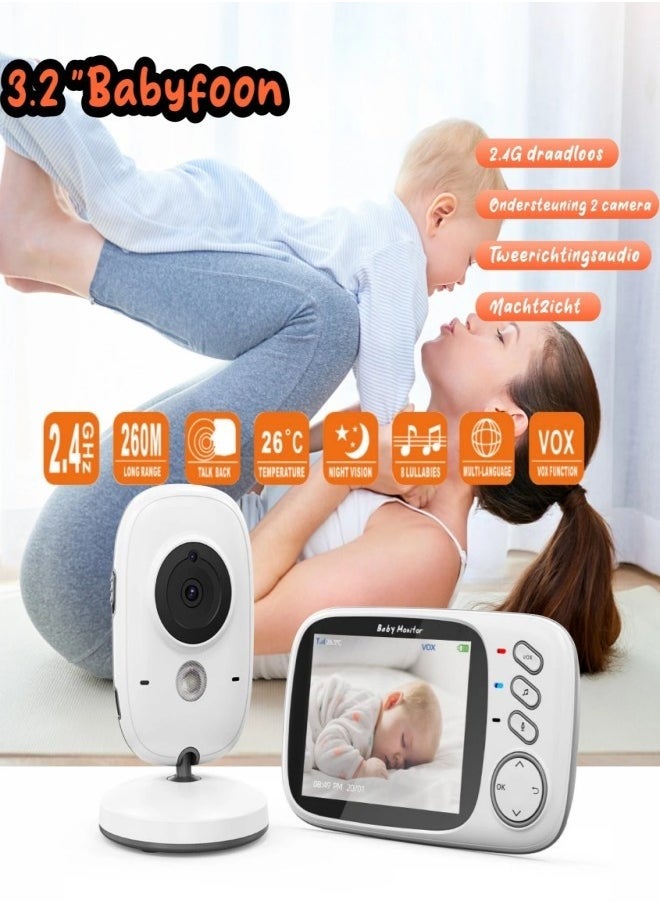Arababy - 3.2inch LCD Display Wireless Babies Video Monitor With Night Vision Temperature Monitoring - Image 1