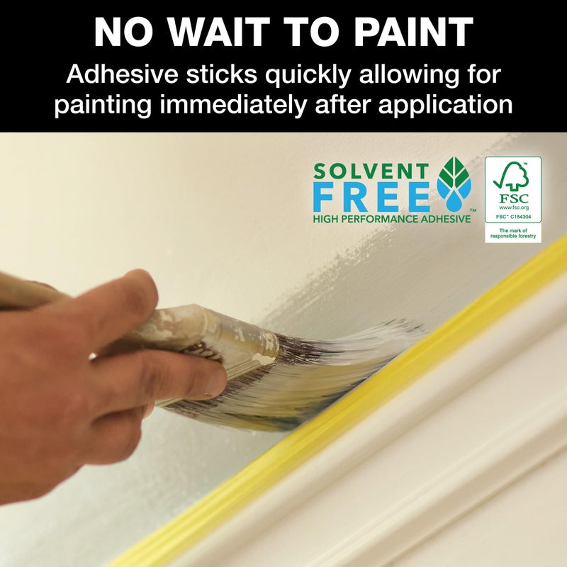 FrogTape Delicate Surface Painters Tape with PAINTBLOCK, 1.5 Inch Wide (1.41 In. x 60 Yds), Low Adhesion, Ideal for Freshly Painted Walls, Trim & Surfaces, Yellow, 4 Rolls (240662) - Image 4