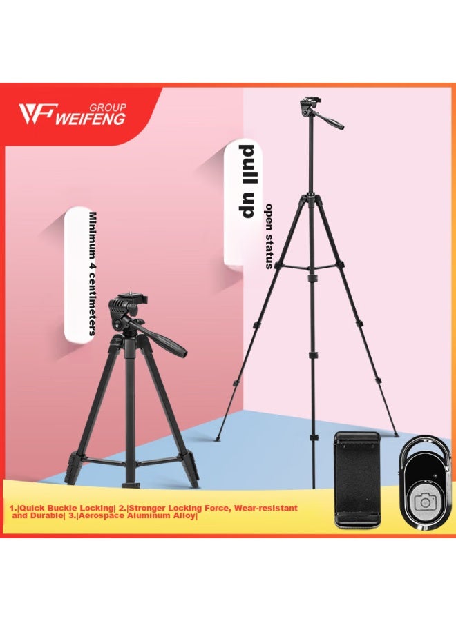 ويفينغ Weifeng Wf-320 مع مشبك الهاتف وجهاز التحكم عن بعد بلوتوث، حامل ثلاثي للكاميرات عديمة المرآة وDSLR، حامل تصوير محمول للهاتف المحمول وحامل أرضي للعرض الضوئي - Image 1