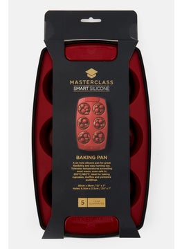 MASTERCLASS Silicone Flexible 6 Hole Pan, Maroon  - Image 1