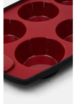 MASTERCLASS Silicone Flexible 6 Hole Pan, Maroon  - Image 4