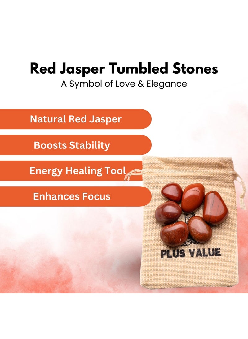 Plus Value Plus Value Red Jasper Tumbled Stone Pebbles Reiki Healing Aura Chakra 50grams Jute Bag  - Image 5