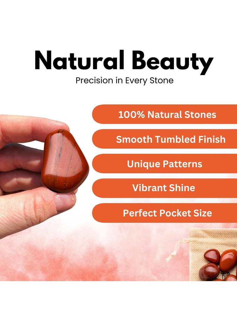 Plus Value Plus Value Red Jasper Tumbled Stone Pebbles Reiki Healing Aura Chakra 50grams Jute Bag  - Image 3