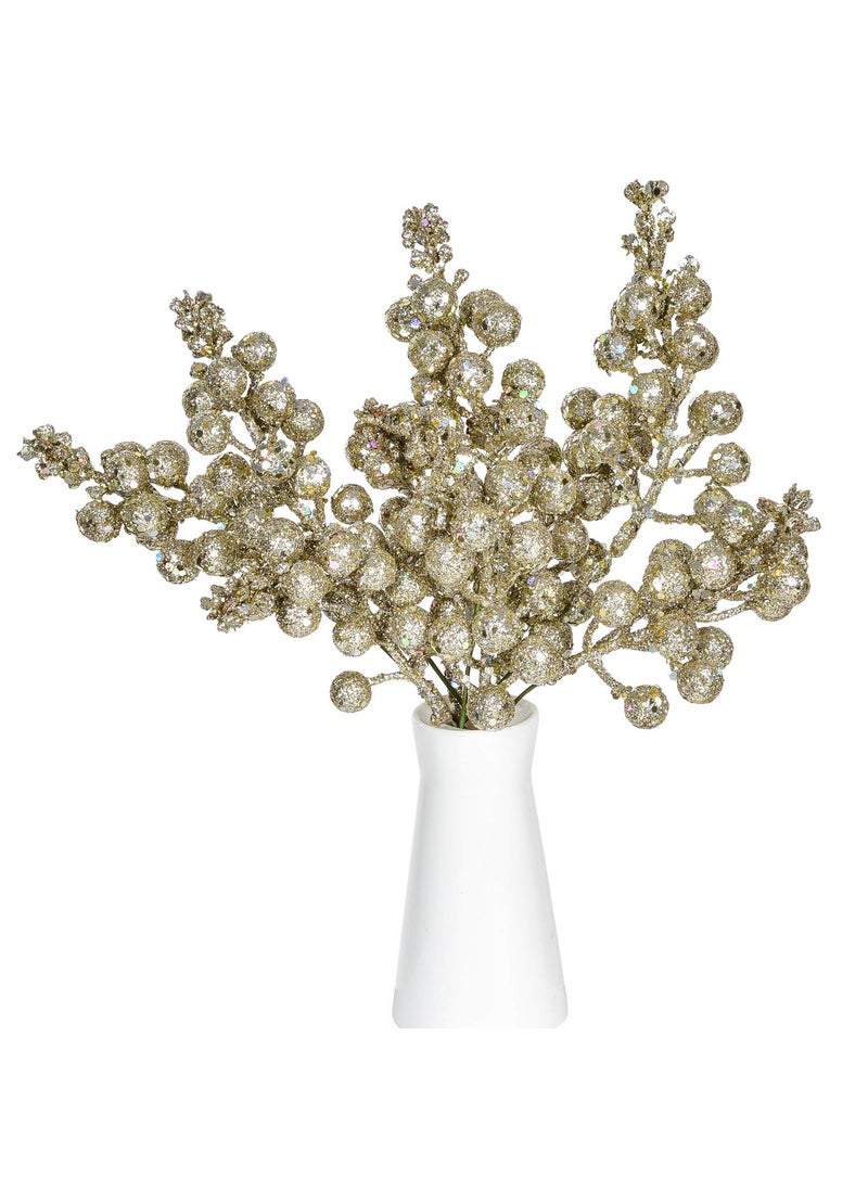 Artiflr Artiflr 14 Pack Christmas Glitter Berries Stems Clearance  7.8 Inch Artificial Christmas Picks for Christmas Tree Ornaments  DIY Xmas Wreath  Crafts  Holiday and Home Decor  Champagne  - Image 5