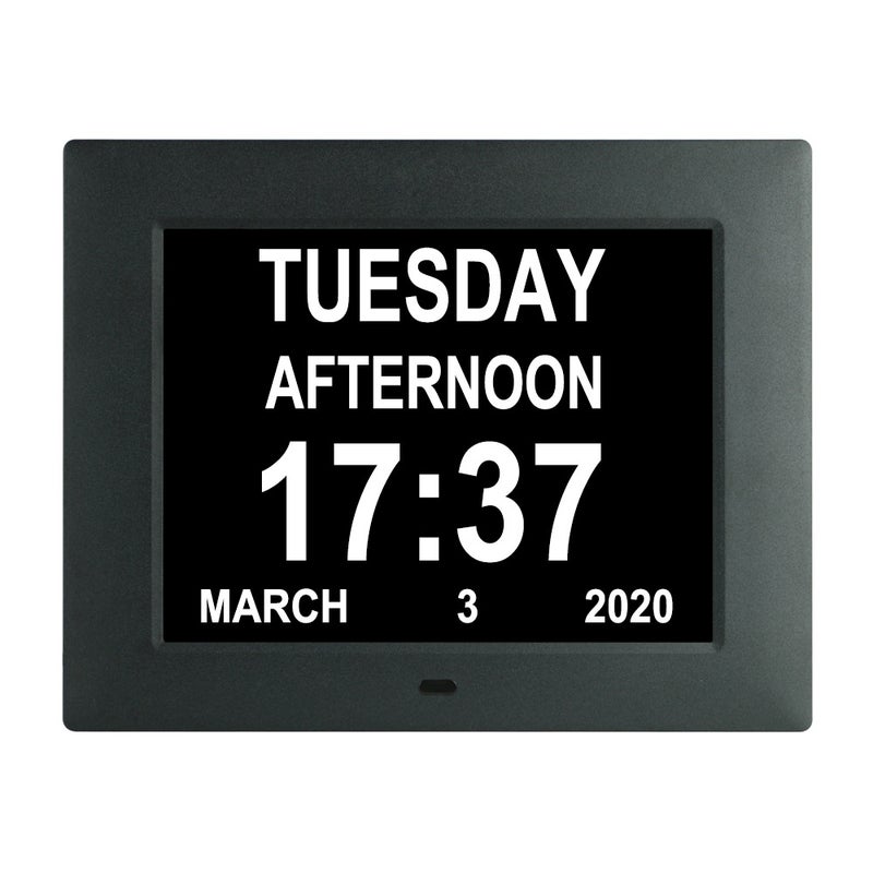 Trendy 7-Inch Digital Clock Photo Frame Black 