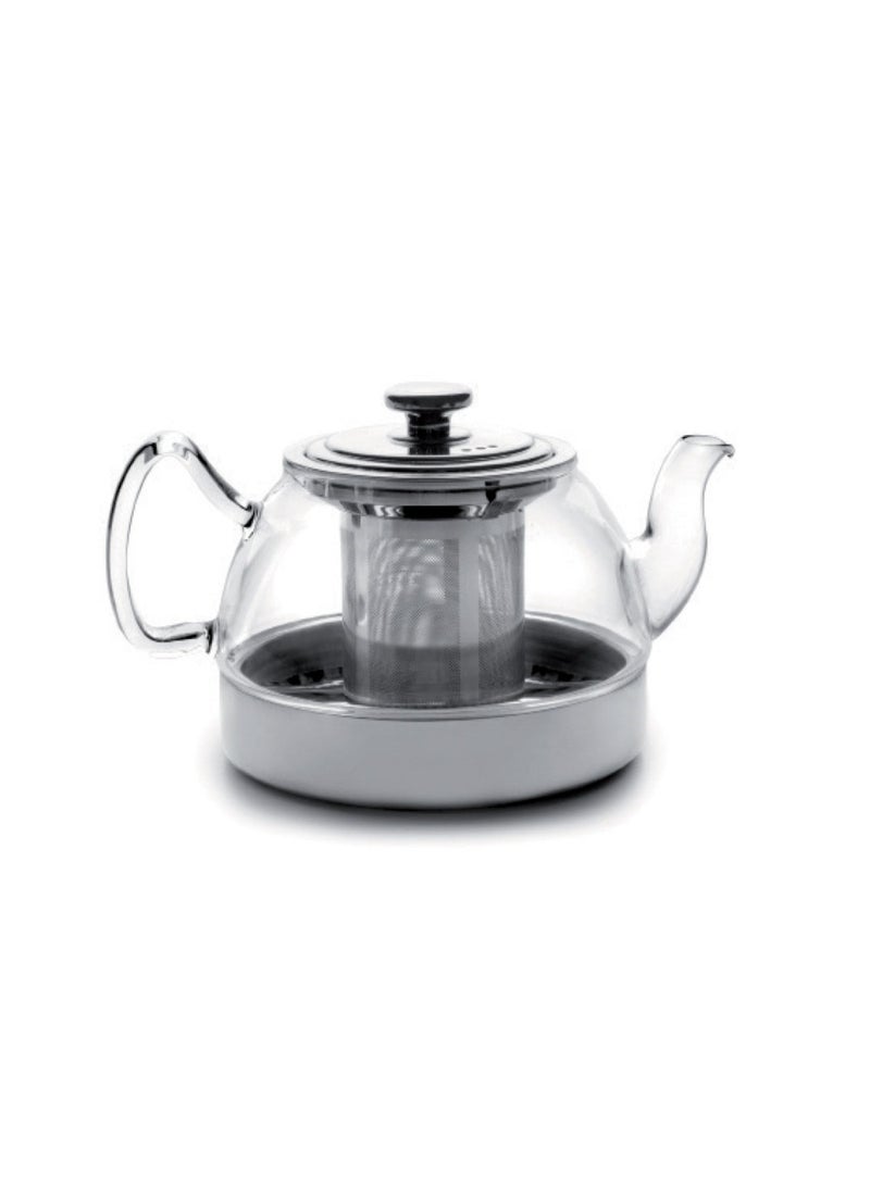 Induction Glass Teapot with Stainless Steel Filter, Borosilicate Kettle for Loose Leaf Tea, Heat Resistant Elegant Tea Pot, Easy to Use and Clean, Suitable for Induction Gas  Electric and Ceramic Stoves