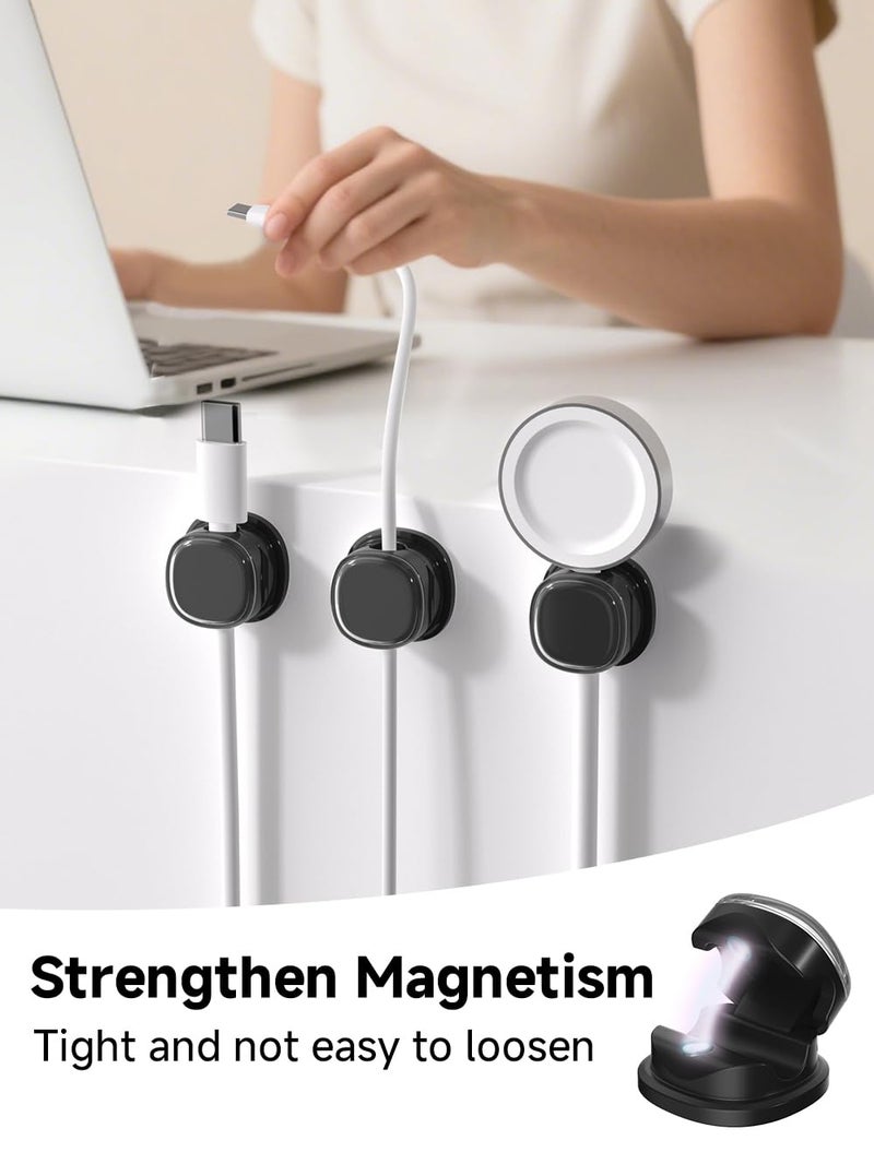 COOCAT Magnetic Cable Clips, Adjustable Cord Holder Management, Adhesive Wire Keeper Organizer for Home Office Desk Phone PC Car Wall Desktop Nightstand Appliance (9-PCS Black) - Image 2