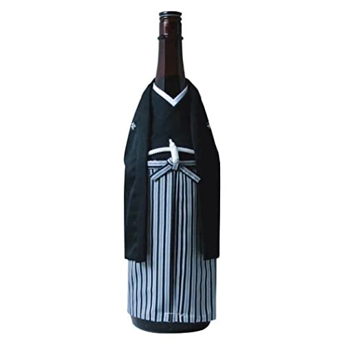 NOREN WANOKURA Kimono Bottle Cover Made in Japan Wine Bottle Decoration SamuraiGrey ASANOHA - Image 1