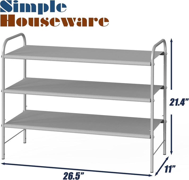 Simple Houseware 3-Tier Shoe Rack Storage Organizer, Grey - Image 3