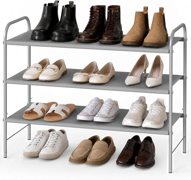 Simple Houseware 3-Tier Shoe Rack Storage Organizer, Grey - Image 1