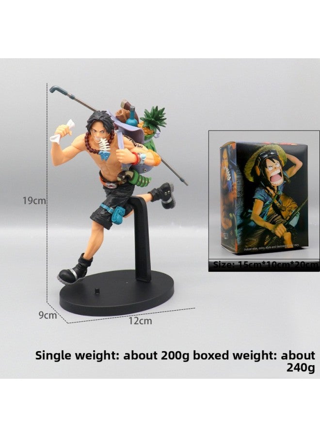 Anime Figurine One Piece Luffy Ace Sabo Running Sailing Backpack Model King Ornament Surrounding Doll Decoration-Color:Running Ace (boxed)  - Image 1