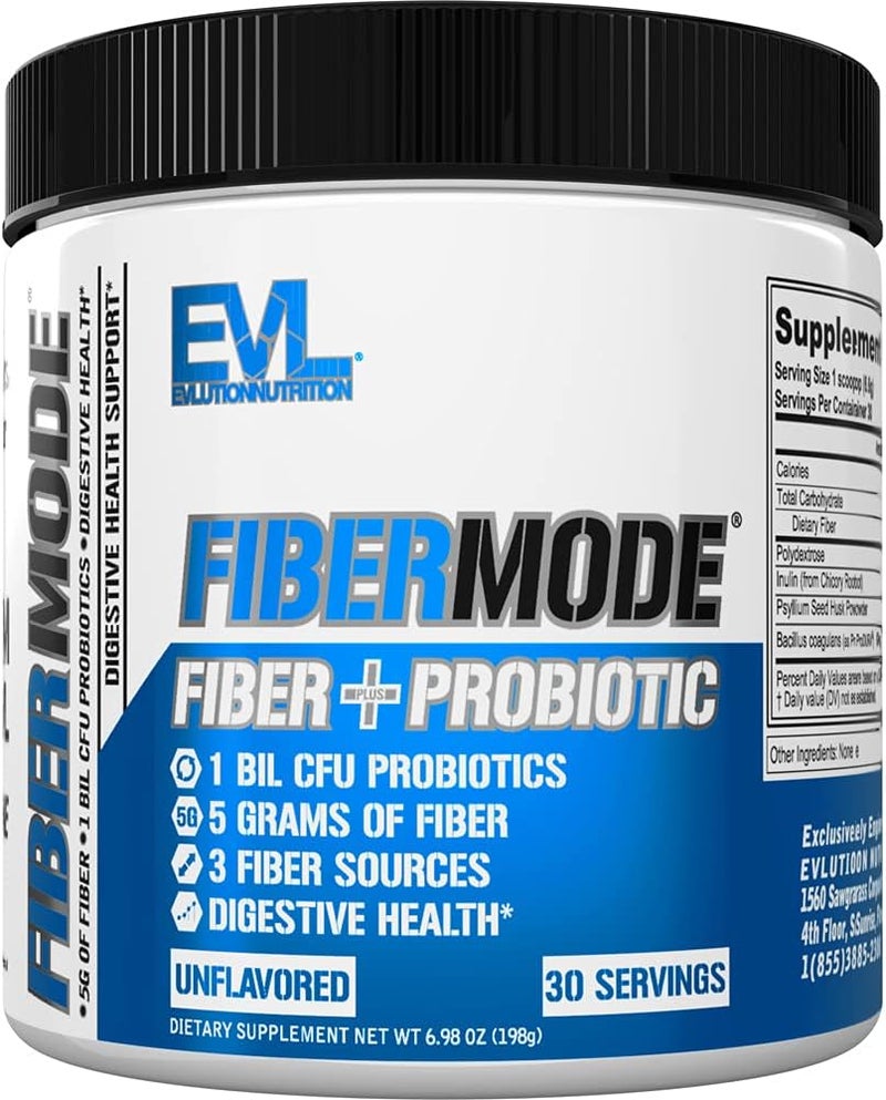 Evlution Nutrition FiberMode  Fiber  Probiotic Powder  Digestive Health  Immune Support  1bil CFU Probiotics  5g Fiber  Gluten Free  Vegan  Unflavored  Dietary Supplement  30 Servings - Image 1