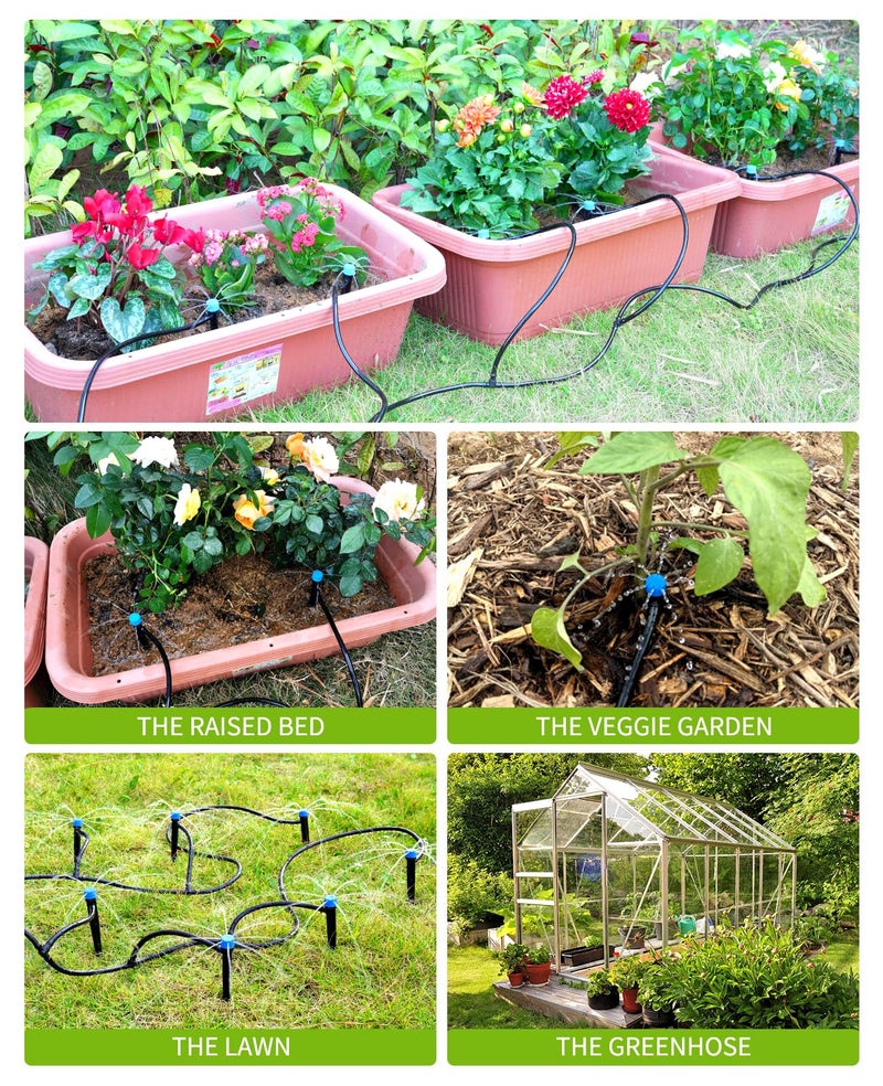 HIRALIY 100ft Drip Irrigation Kit Plant Watering System 8x5mm Blank Distribution Tubing DIY Automatic Irrigation Equipment Set for Garden Greenhouse Flower Bed Patio Lawn - Image 5