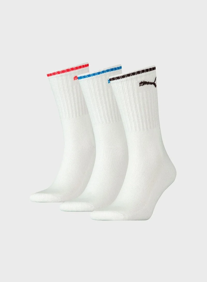 PUMA 3 Pack Striped Crew Socks