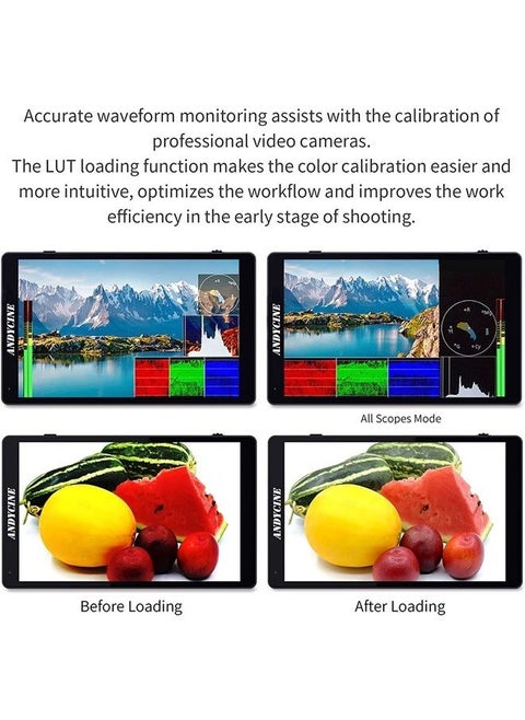 C7 LITE 7 Inch Touch Screen DSLR Camera Field Monitor with 3D Lut Waveform VectorScope Histogram F970 External Power and Install Kit 4K 60Hz HDMI Input Output 1920X1200 IPS Panel