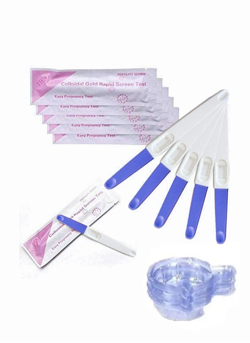 ULHYC Pregnancy Test Strips with Free Cups Reliable and Quick Early Detection of Pregnancy Early Pregnancy Tests Kit 5PACK  - Image 1