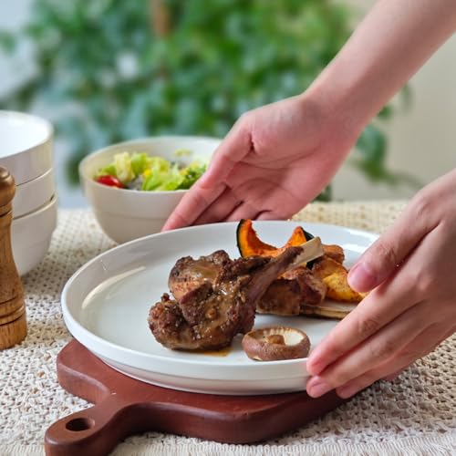 HAPPY KIT 12 Pieces Porcelain Dinnerware Set, Serving Plates and Bowls Set for 4, Chip and Scratch Resistant White Kitchen Dishware Sets, Thick-edge Non-slip Design - Image 3