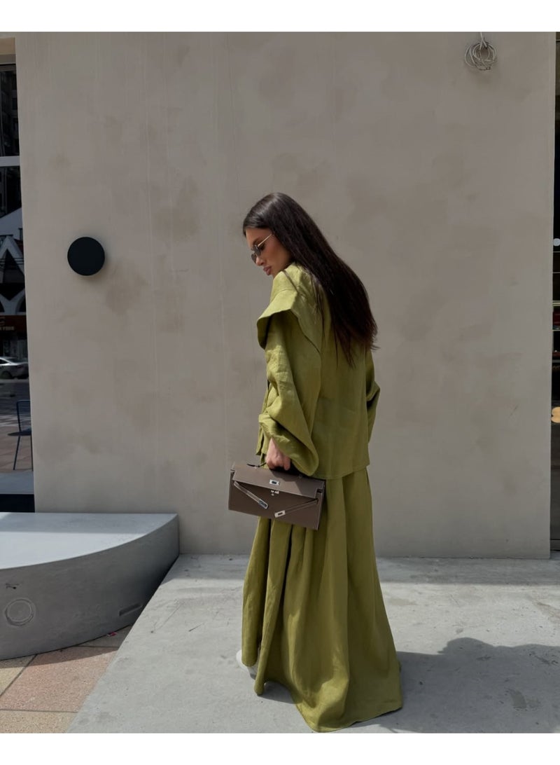 KUYING New Design Fashionable Lace up Shirt High Waist Skirt Casual Set - Image 4