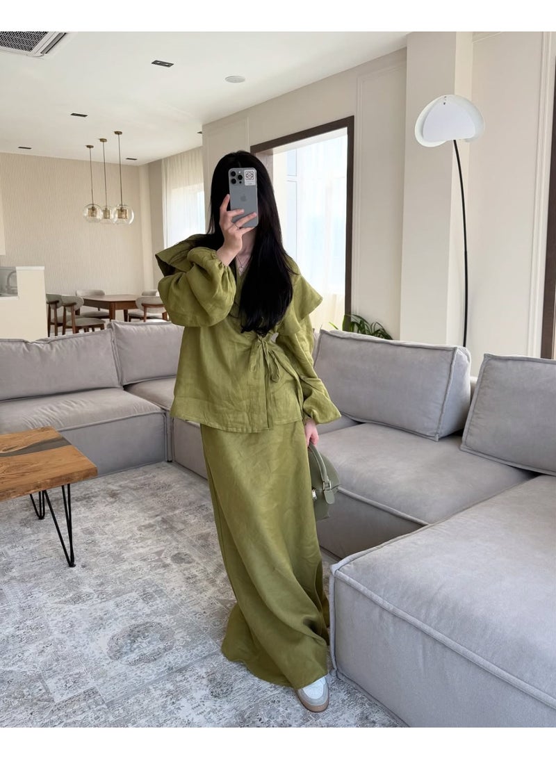 KUYING New Design Fashionable Lace up Shirt High Waist Skirt Casual Set - Image 2