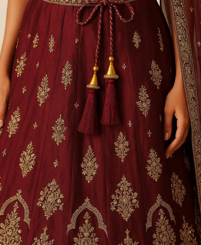 DaSync SYNC maroon Long dori Tassels Latkan for Lehenga Hanging Beads for Blouses golden dori Dupatta lace and Border Materials chunni Choli Tailoring Dresses Sarees Gowns Curtains Suits Decoration Pack of 2 - Image 3