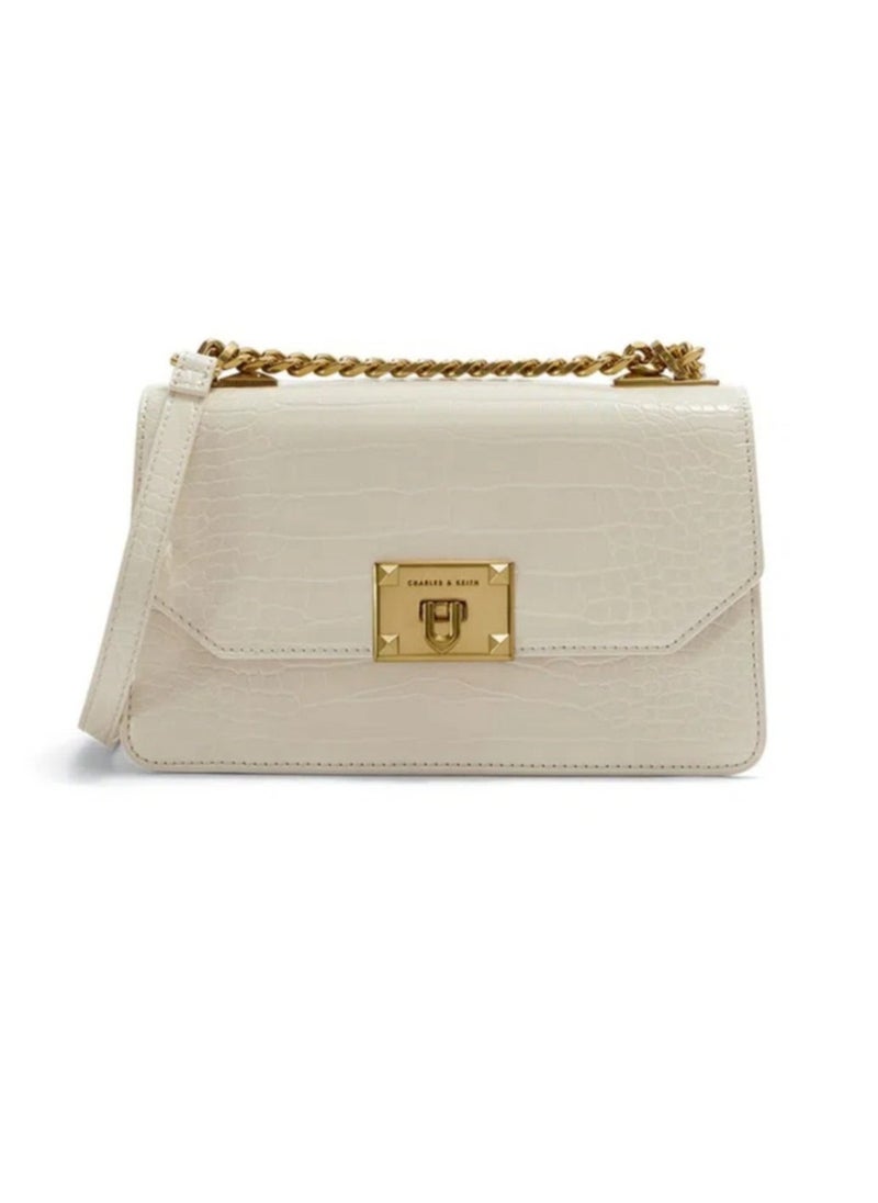 Charles & Keith Charles & Keith Flap Crocodile Print Tote Crossbody Shoulder Bag  - Image 1