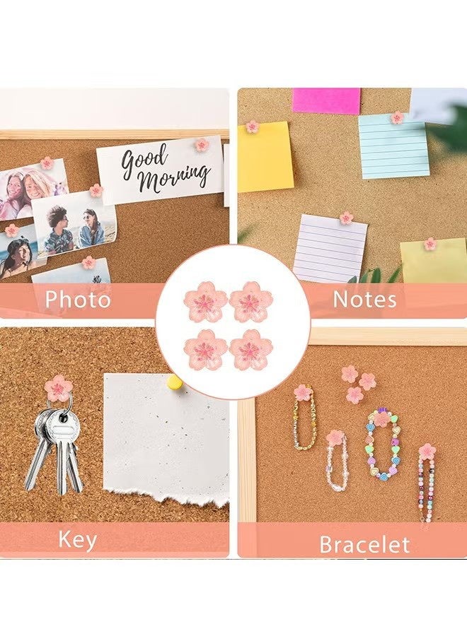 واي جيه 20 قطعة من الكرز أزهار الدفع، الراتنج الوردي لامع الأزهار مسامير الدفع زخرفية الأصابع ل تعليق الحائط، لوحة النشرات، الخرائط، مكتب الجدار - Image 5