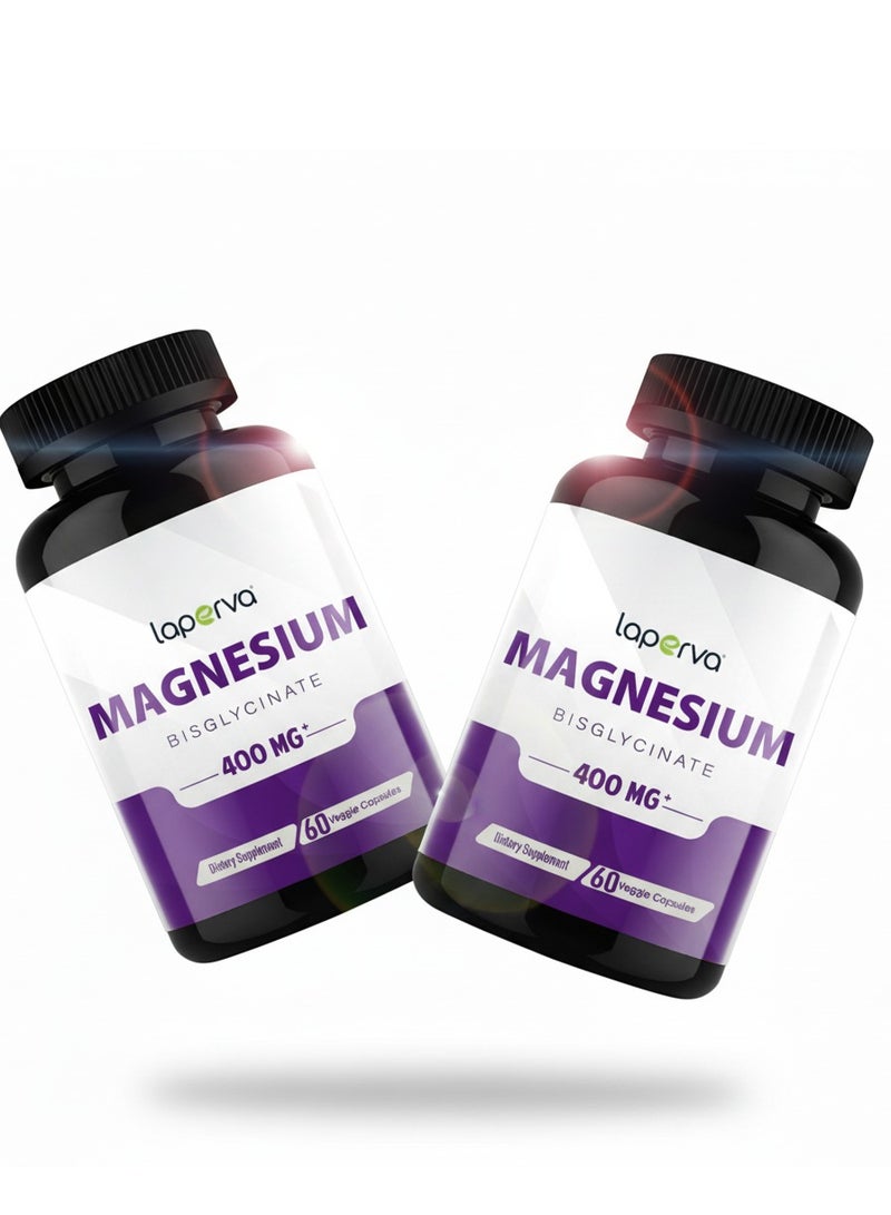 لابيرفا بيسجليسينات المغنيسيوم، 400 ملغ، 60 كبسولة نباتية، عبوة من قطعتين - Image 1