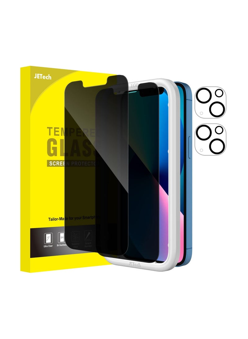 Jetech Privacy Screen Protector for iPhone 13 6.1-Inch with Camera Lens Protector Not for iPhone 13 Pro Anti-Spy Tempered Glass Film Easy Installation Tool 2-Pack Each - Image 1