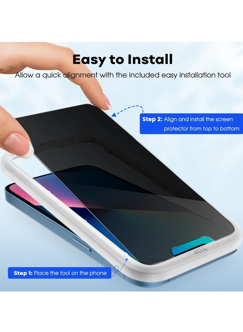 Jetech Privacy Screen Protector for iPhone 13 6.1-Inch with Camera Lens Protector Not for iPhone 13 Pro Anti-Spy Tempered Glass Film Easy Installation Tool 2-Pack Each - Image 5