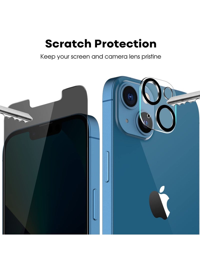 Jetech Privacy Screen Protector for iPhone 13 6.1-Inch with Camera Lens Protector Not for iPhone 13 Pro Anti-Spy Tempered Glass Film Easy Installation Tool 2-Pack Each - Image 2